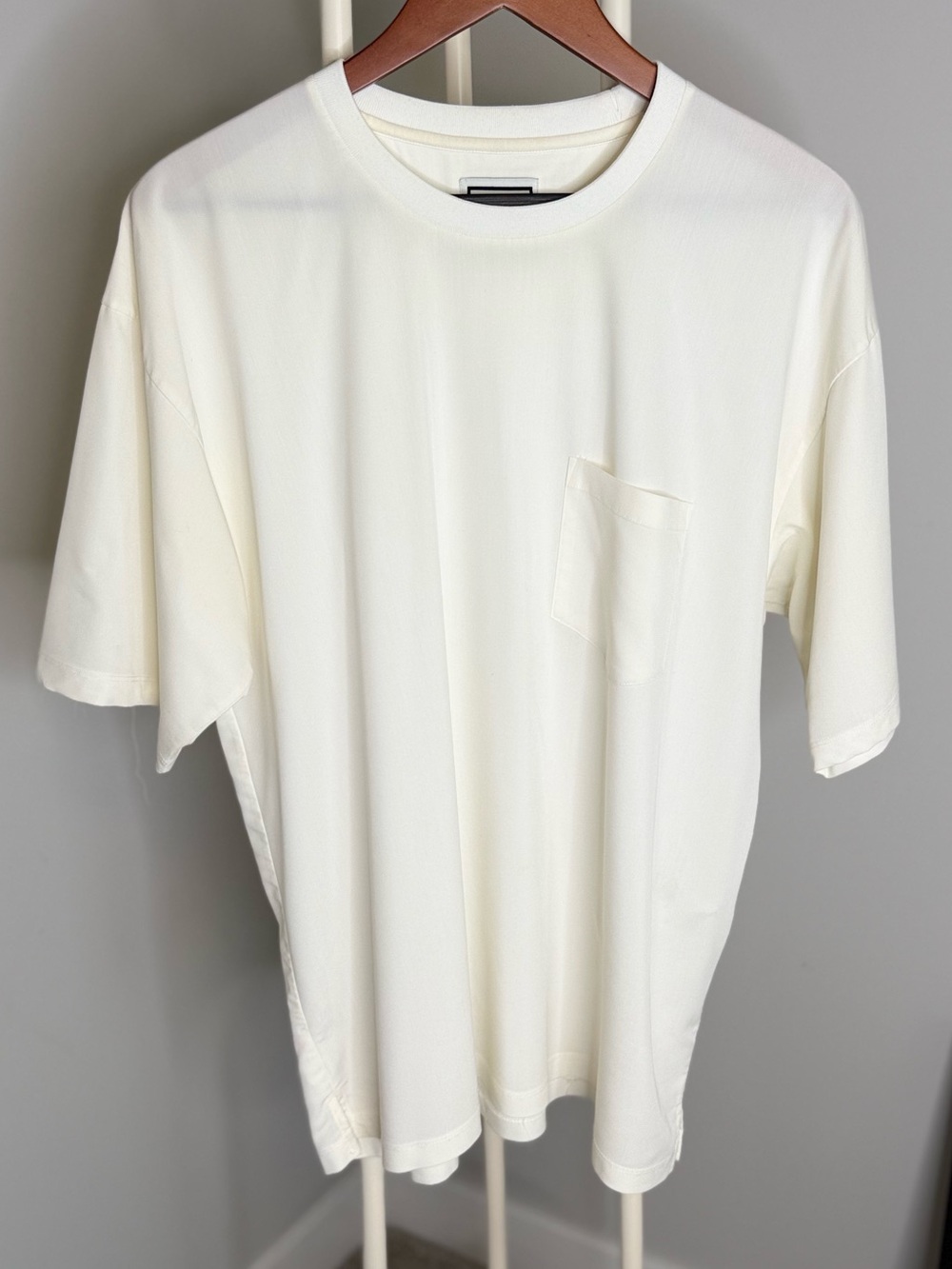 Wooyoungmi Cream Crew Neck Pocket Tee